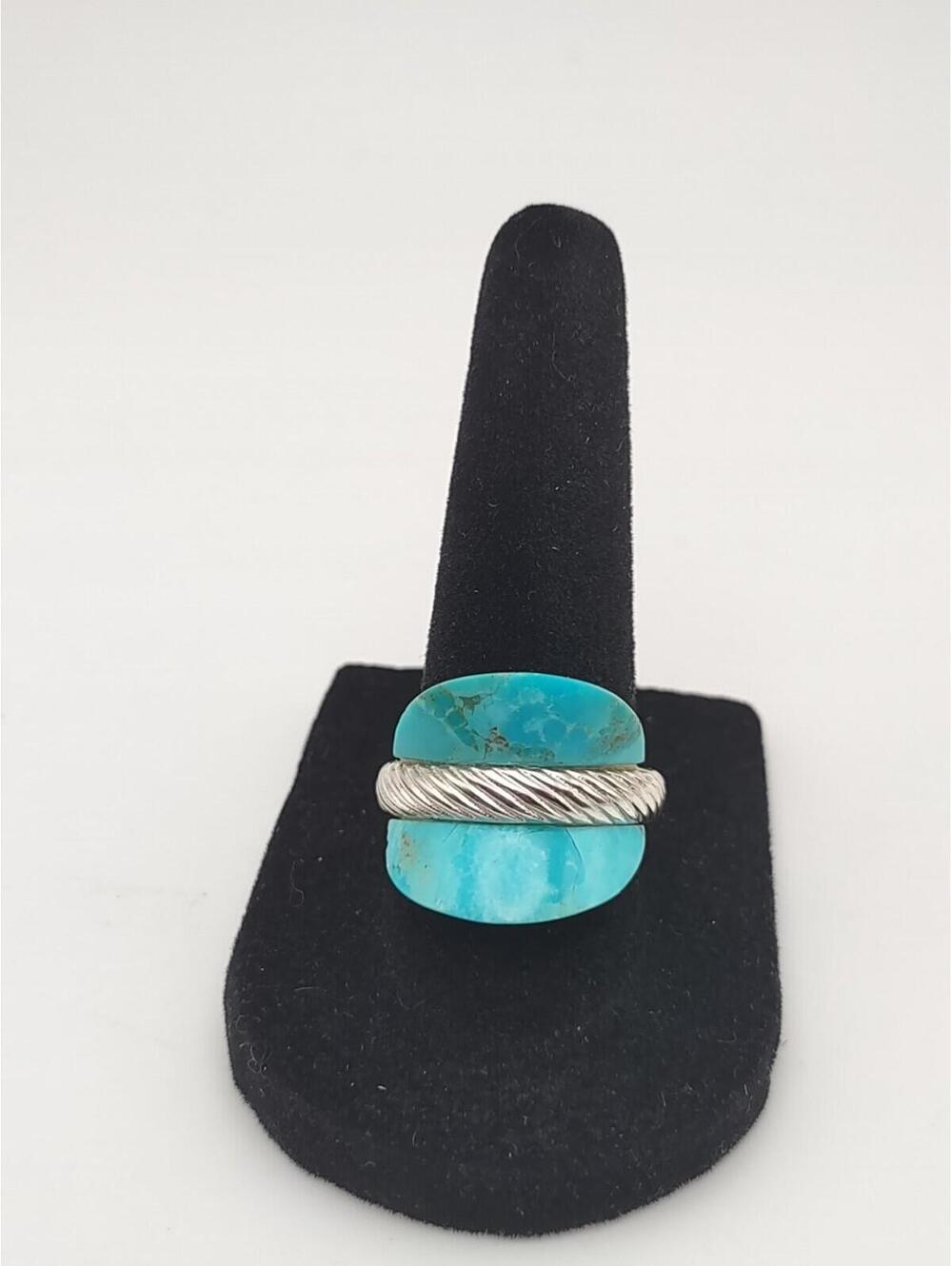 Jay King DTR Turquoise Sterling Silver Modernist Ring Sz 8